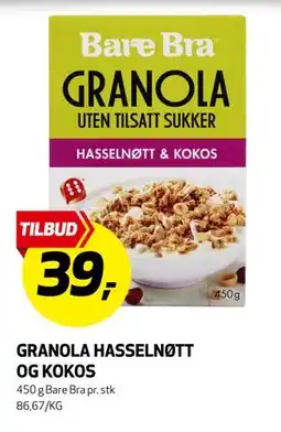 Bunnpris GRANOLA HASSELNØTT OG KOKOS tilbud