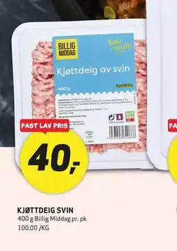 Bunnpris KJØTTDEIG SVIN tilbud