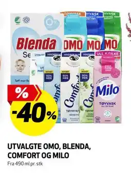 Bunnpris UTVALGTE OMO, BLENDA, COMFORT OG MILO tilbud
