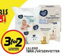 Bunnpris LILLEGO TØRR-/VÅTSERVIETTER tilbud
