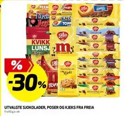 Bunnpris UTVALGTE SJOKOLADER, POSER OG KJEKS FRA FREIA tilbud
