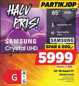 POWER Samsung Crystal UHD 65" 4K Smart-TV Slank 8 serie tilbud