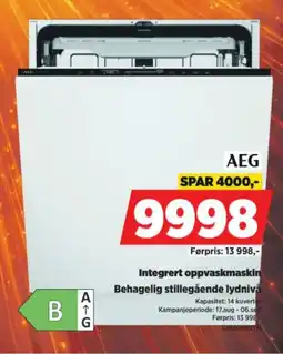 POWER AEG integrert oppvaskmaskin tilbud