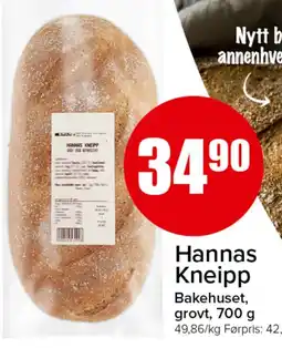 Spar Hannas Kneipp Bakehuset grovt tilbud