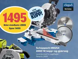 Obs Bygg Scheppach HM254 2000 W kapp-og gjærsag tilbud