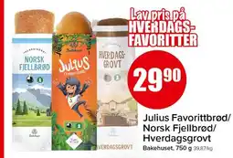 Spar Julius Favorittbrød/ Norsk Fjellbrød/ Hverdagsgrovt tilbud