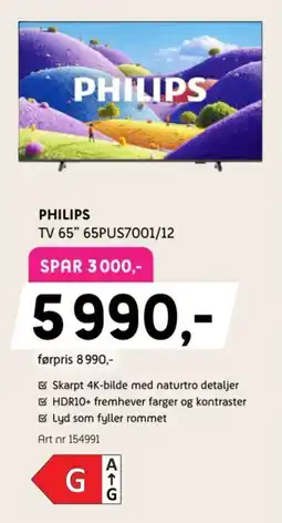 ELON Philips TV 65" 65PUS7001/12 tilbud