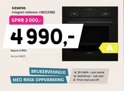 ELON Siemens integrert stekeovn hb013fbb1 tilbud