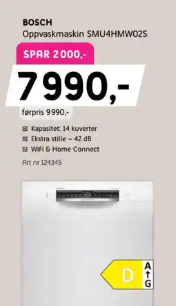 ELON Bosch oppvaskmaskin smu4hmw02s tilbud