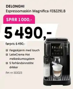 ELON Delonghi Espressomaskin Magnifica FEB2291.B tilbud