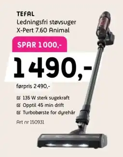 ELON Tefal ledningsfri støvsuger x-pert 7.60 animal tilbud