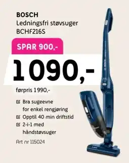 ELON Bosch ledningsfri støvsuger BCHF216S tilbud