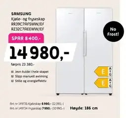 ELON Samsung kjøle- og fryseskap tilbud