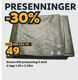 Megaflis Greenit presenning 3.4m2 tilbud