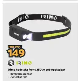 Megaflis Irimo hodelykt front 350lm cob oppladbar tilbud