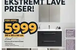 Megaflis Lind Luxury 80 sort baderomsmøbel tilbud