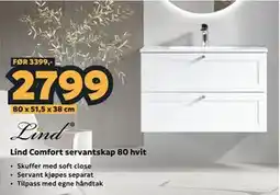 Megaflis Lind Comfort servantskap 80 hvit tilbud