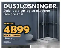 Megaflis Celeste Trento rett dusjkabinett krom tilbud