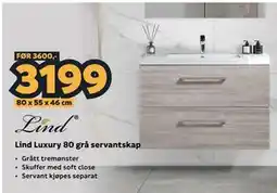 Megaflis Lind Luxury 80 grå servantskap tilbud