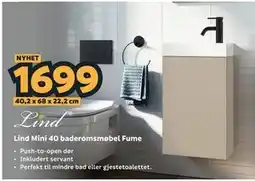 Megaflis Lind Mini 40 baderomsmøbel Fume tilbud