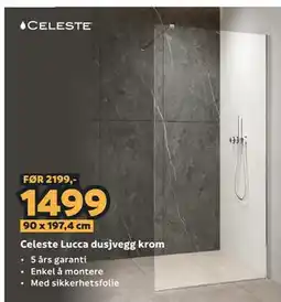 Megaflis Celeste Lucca dusjvegg krom tilbud
