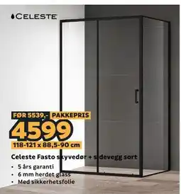 Megaflis Celeste Fasto skyvedør + sidevegg sort tilbud