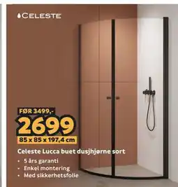 Megaflis Celeste Lucca buet dusjhjørne sort tilbud
