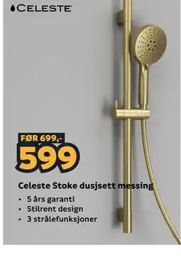 Megaflis Celeste Stoke dusjsett messing tilbud
