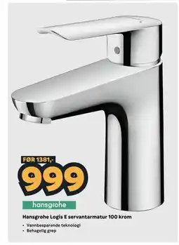 Megaflis Hansgrohe Logis E servantarmatur 100 krom tilbud