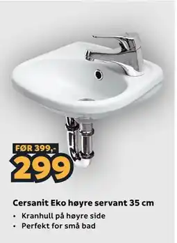 Megaflis Cersanit Eko høyre servant 35 cm tilbud