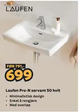 Megaflis Laufen Pro-N servant 50 hvit tilbud