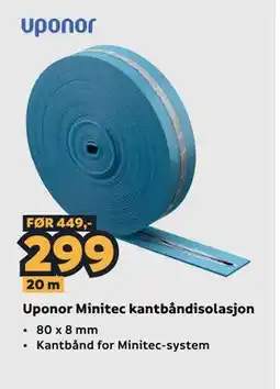 Megaflis Uponor Minitec kantbåndisolasjon tilbud