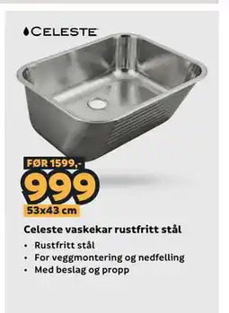 Megaflis Celeste vaskekar rustfritt stål tilbud