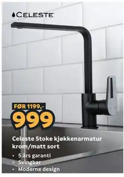 Megaflis Celeste Stoke kjøkkenarmatur krom/matt sort tilbud