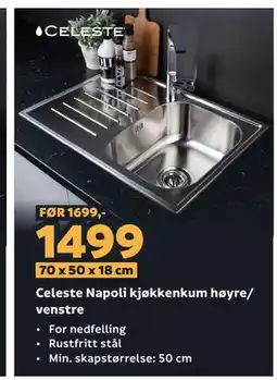 Megaflis Celeste Napoli kjøkkenkum høyre/ venstre tilbud