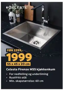 Megaflis Celeste Firenze M55 kjøkkenkum tilbud