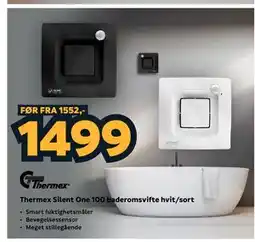 Megaflis Thermex Silent One 100 baderomsvifte hvit/sort tilbud