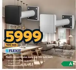 Megaflis Flexit romventilator Aura One 100 hvit/sort tilbud