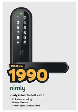 Megaflis Nimly indoor kodelås sort tilbud