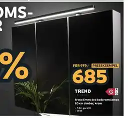Megaflis Trend Emma led baderomslampe 80 cm dimbar, krom tilbud