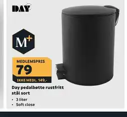 Megaflis Day pedalbøtte rustfritt stål sort tilbud