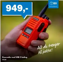 Biltema Bitema komradio med usb c-lading tilbud