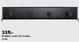 Biltema Kroklist, svart, fire kroker tilbud