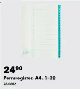 Biltema Permregister, A4, 1-20 tilbud