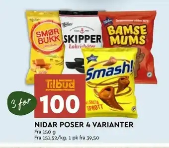 Coop Mega Nidar poser 4 varianter tilbud