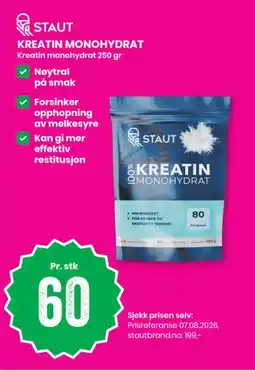 Sport Outlet Staut kreatin monohydrat tilbud