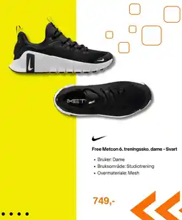 XXL Sport Nike Free Metcon 6, treningsko, dame - Svart tilbud