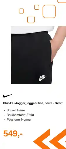 XXL Sport Nike Club BB Jogger, joggebukse, herre - Svart tilbud