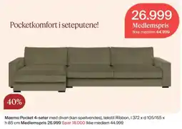Møbelringen Maemo Pocket 4-seter med divan tilbud
