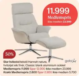 Møbelringen Galaxy Star hvilestol tekstil Hannah nature tilbud